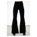 kalhoty dámské KILLSTAR - Mahina Velvet Bell Bottoms - Black