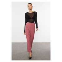 Trendyol Dark Dusty Rose Cigarette Skinny Leg Waist Seam Detailed Woven Trousers