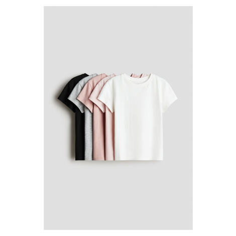 H & M - Bavlněná trička: balení po 5 - růžová H&M