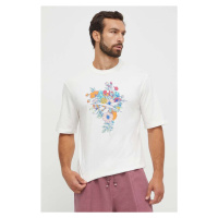 Bavlněné tričko Reebok béžová barva, s potiskem