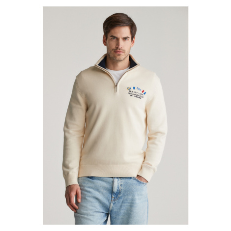 SVETR GANT NAUTICAL FLAGS HALF ZIP CREAM