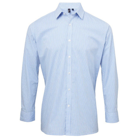 Premier Workwear Pánská bavlněná košile s dlouhým rukávem PR220 Light Blue -ca. Pantone 7451