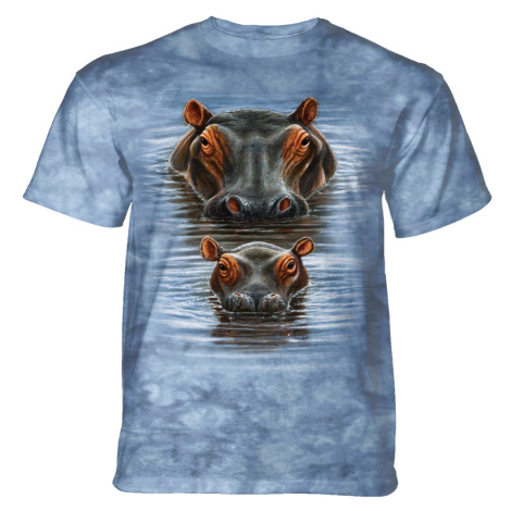 Pánské batikované triko The Mountain - 2 HIPPOS - hroch - modrá