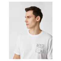 Koton Crew Neck T-Shirt Geometric Print Detailed Short Sleeve