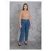 Şans Women's Plus Size Blue Ripped Detailed Denim Pants