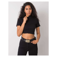 ČERNÝ DÁMSKÝ CROP TOP S LÍMEČKEM -BLACK Černá