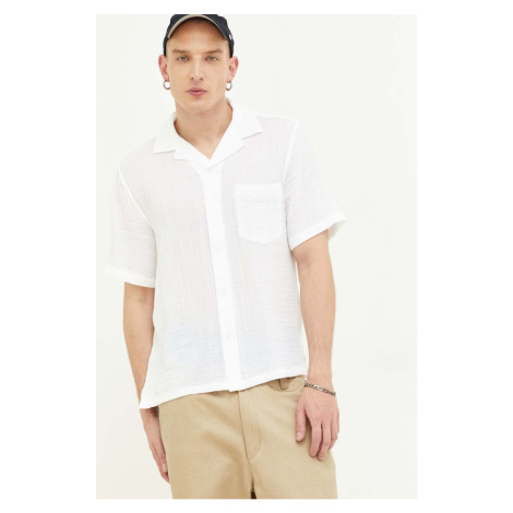 Košile Abercrombie & Fitch bílá barva, regular