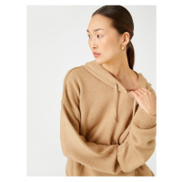 Koton Oversized pletený svetr s kapucí Klokan s kapsou