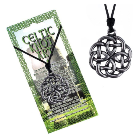 Náhrdelník - černá šňůrka a kovový přívěsek keltský uzel Šperky eshop
