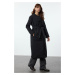 Trendyol Black Oversize Belted Water Repellent Long Quilted Puffer Coat