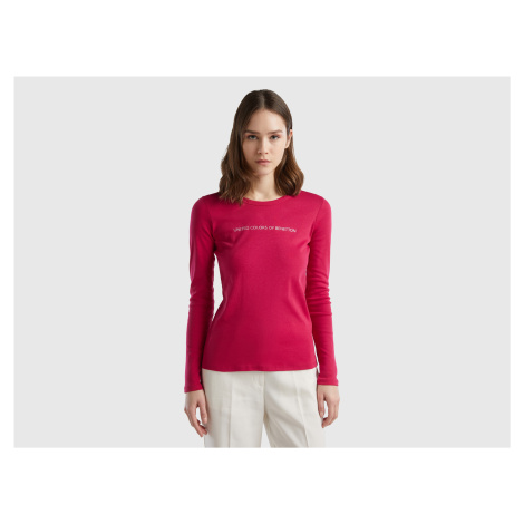 Benetton, Cherry Red 100% Cotton Long Sleeve T-shirt United Colors of Benetton
