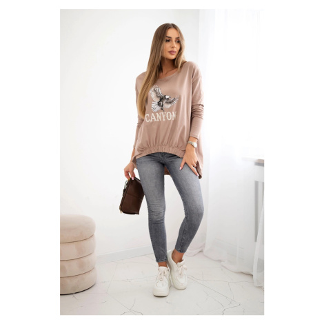 Kesi Dámská mikina 69450 s nápisem Barva: Béžová