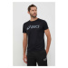 Běžecké tričko Asics černá barva, s potiskem