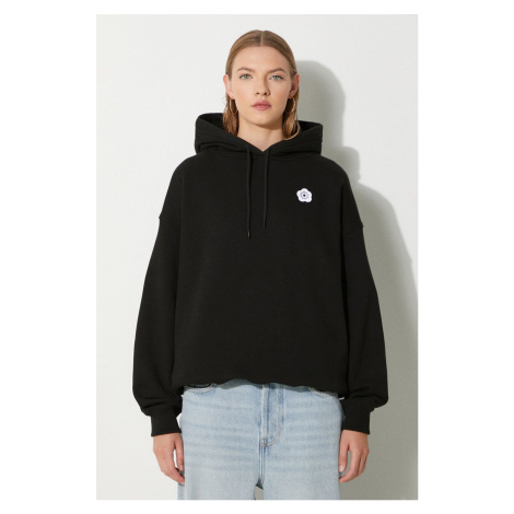Bavlněná mikina Kenzo Boke Flower 2.0 dámská, černá barva, s kapucí, s aplikací, FE62SW1494MB.99