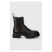 Kožené kotníkové boty Copenhagen dámské, černá barva, na plochém podpatku, CPH570