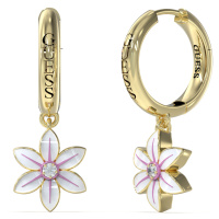 Guess Kruhové náušnice s přívěsky White Lotus JUBE04137JWYGWHT/U