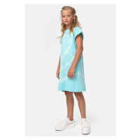 Dívčí šaty s kravatou Dye aquablue