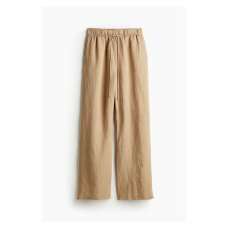 H & M - Natahovací kalhoty z lněné směsi - béžová H&M