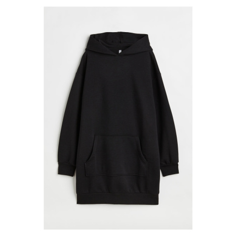 H & M - Teplákové šaty's kapucí - černá H&M