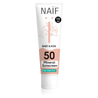 Naif Baby & Kids Mineral Sunscreen SPF 50 0 % Perfume ochranný krém na opalování pro miminka a d