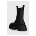 Kožené kotníkové boty Steve Madden Obtain dámské, černá barva, na plochém podpatku, SM11002704
