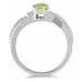 Prsten stříbrný s broušeným olivínem a zirkony Ag 925 030163 PD - 62 mm , 2,3 g