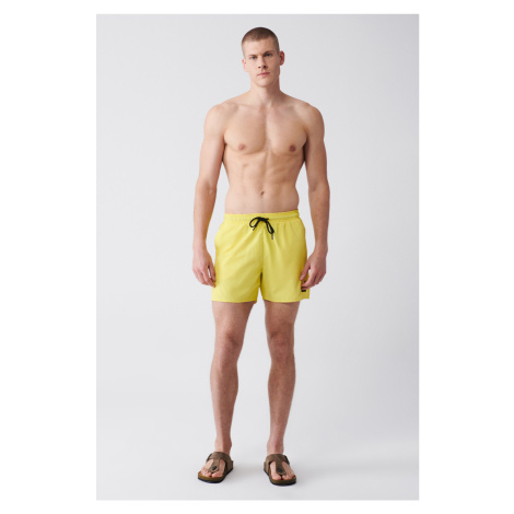 Avva Men's Yellow Quick Dry Standard Size Plain Swimwear Marine Shorts