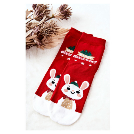 Christmas Socks Rabbit Red Kesi