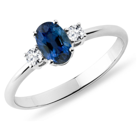Safírový zlatý prsten s diamanty KLENOTA