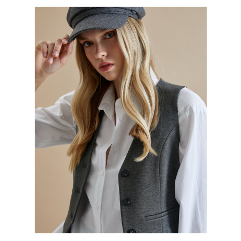 Koton Şahika Ercümen X Cotton - Buttoned Crop Vest