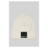 Čepice karl lagerfeld jeans knitted logo beanie bílá