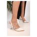 Shoeberry Women's Silvy White Skin Stony Heels Shoes
