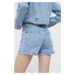Džínové šortky Abercrombie & Fitch dámské, hladké, high waist