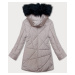 Dámská zimní bunda v barvě "nude" s kožešinou (V715)