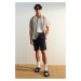 Trendyol Black Regular Fit Linen Look Shorts