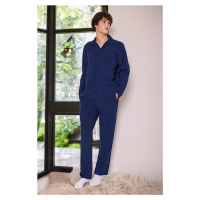 Trendyol Navy Blue Regular Fit Plaid Woven Pajamas Set