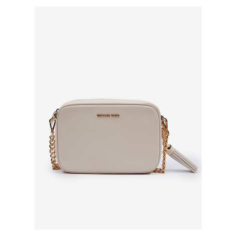 Krémová dámská kožená crossbody kabelka Michael Kors