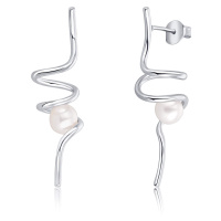 JwL Luxury Pearls Dlouhé stříbrné náušnice s perlou JL0620