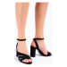 Pk Exkluzívní dámské sandály černé na širokém podpatku ruznobarevne