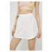 Bavlněné šortky adidas Originals dámské, bílá barva, vzorované, high waist