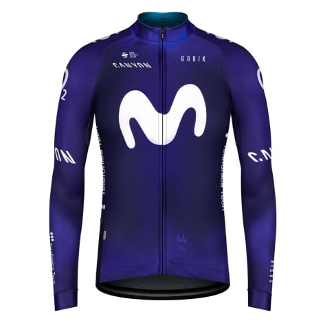 GOBIK Cyklistický dres s dlouhým rukávem zimní - MOVISTAR 2023 PACER - modrá/bílá