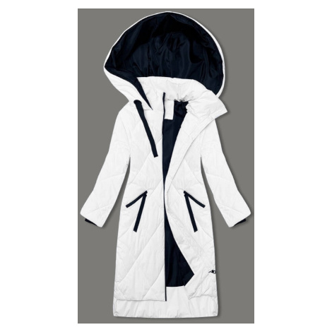 Bílá dlouhá dámská zimní bunda (5M3168-281) J.STYLE