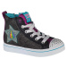 ČERNÉ DÍVČÍ SVÍTÍCÍ BOTY SKECHERS TWI-LITES PATCH CUTIES Šedá