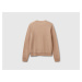Benetton, Beige Crew Neck Sweater In Merino Wool