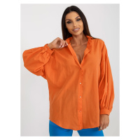 Oranžová oversized košile s nabíraným rukávem