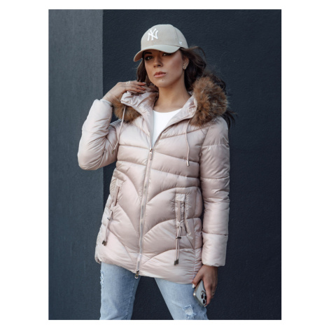 Dámská zimní bunda s kapucí a kožíškem WINTERCHIC Dstreet TY4435 Barva: Růžová