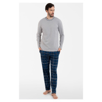 Pánské pyžamo Italian Fashion Ruben - dlouhé bavlněné Šedá