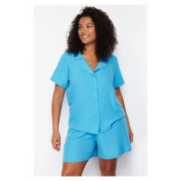 Trendyol Curve Saks Shirt Collar Woven Pajamas Set