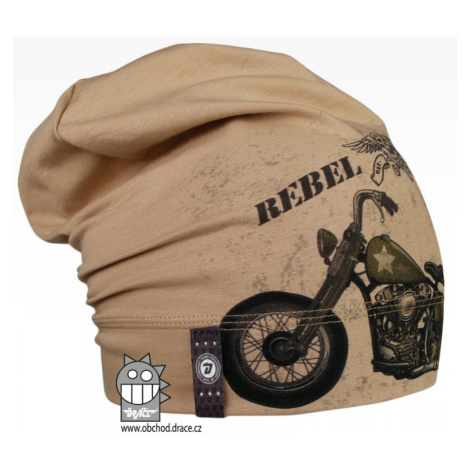 Bavlněná čepice Dráče - Polo 55, béžová, motorka Barva: Béžová