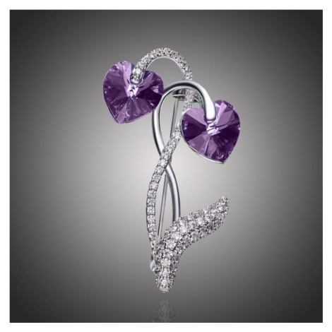 Éternelle Brož Swarovski Elements Vitalia Purple - květina B8005 Fialová